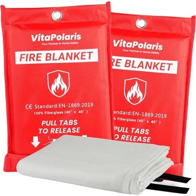 Heavy-Duty Emergency Fire Blanket, 2 Pack   Fireproof Fiberglass Blanket for