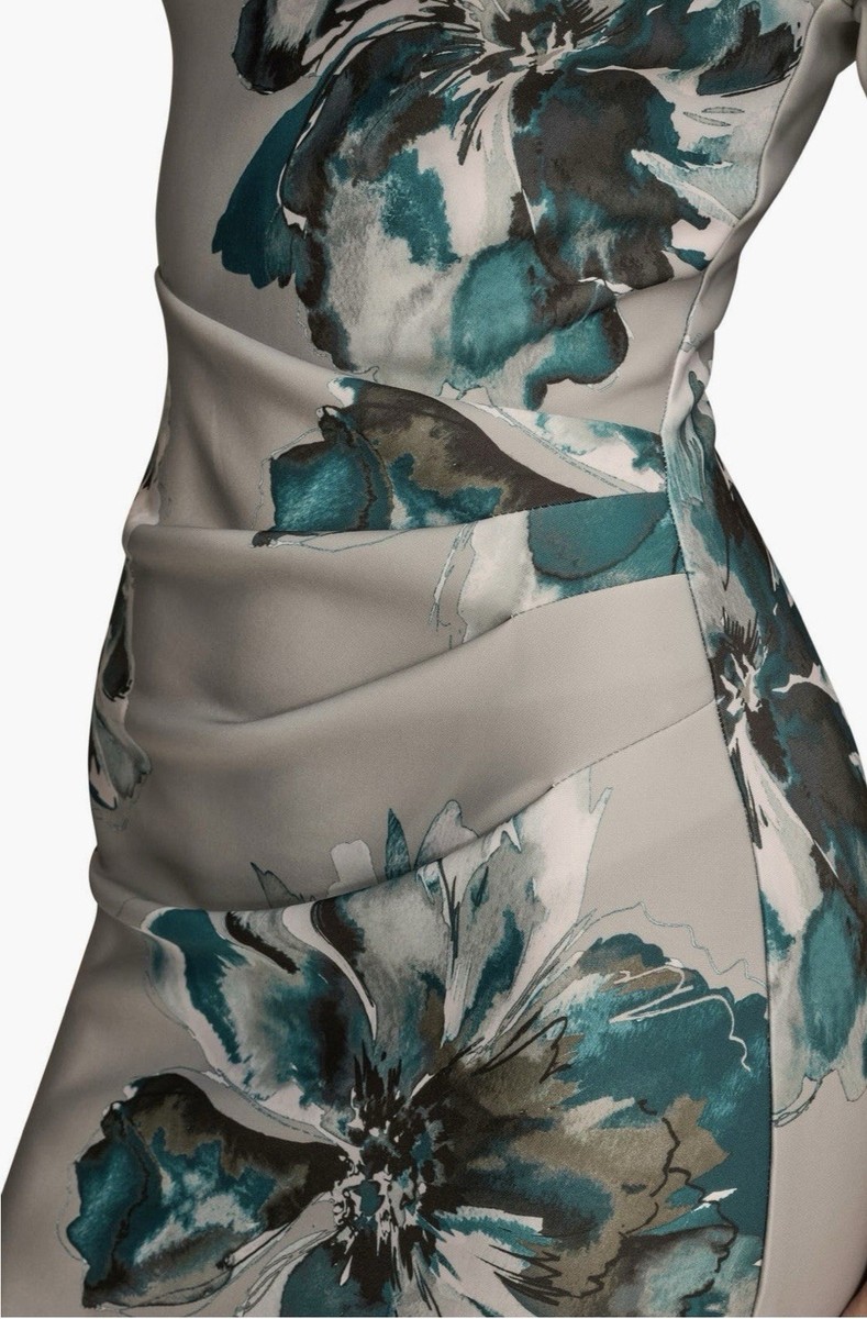 Donna Karan Floral Print Short Sleeve Scuba Midi Dress Size 8 | eBay