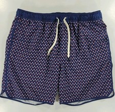 Fair Harbor Men's 3XL XXXL Swim Trunks Shorts Liner 7. 5" Blue Red Geometric