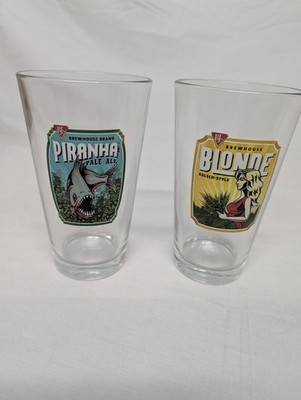 BJ's Brewhouse Restaurant Piranha & Blonde Pale Ale Beer Glass 16oz With Box