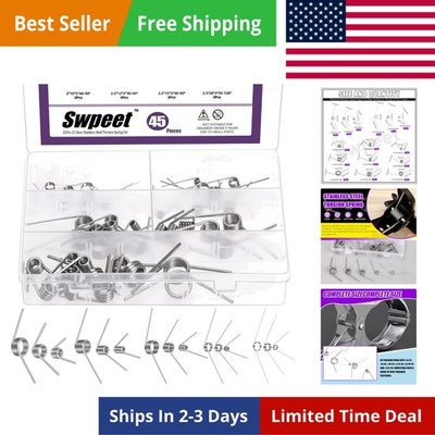 #ad 45Pcs 15 Sizes 45 90 120 Degree Stainless Steel Torsional Springs Assortment ... $18.68
