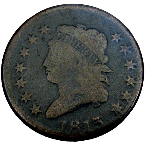 1813 CLASSIC HEAD LARGE CENT, G/VG ~ COMPLETE DATE, REVERSE & BASIC FEATURES