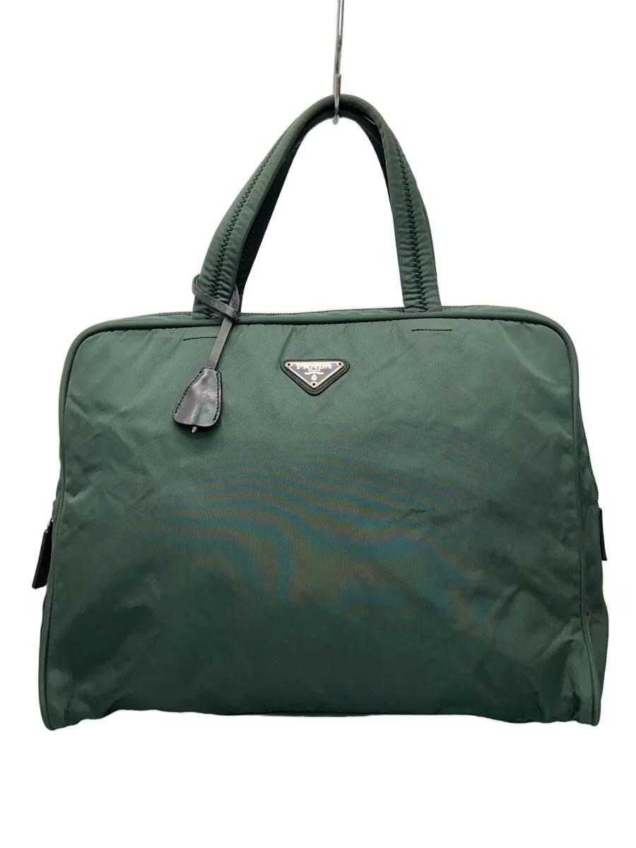 PRADA Handbag Green Plain B8493