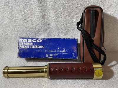 Tasco 1AGST 25x Magnification 30mm Brass Spyglass Leather Telescope FREE Ship