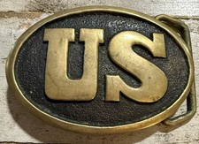 VINTAGE U.S. SOLID BRASS BELT BUCKLE BTS 1978 Civil War Reproduction US