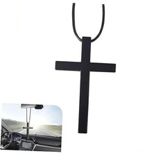 Cross Hanging Ornaments for Car Rear View Mirror, Cross Metal Car Pendant black
