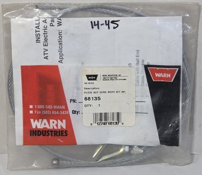 1 NEW Genuine Warn 68135 Plow Electric Actuator Wire Rope Heavy Duty ATV Winch