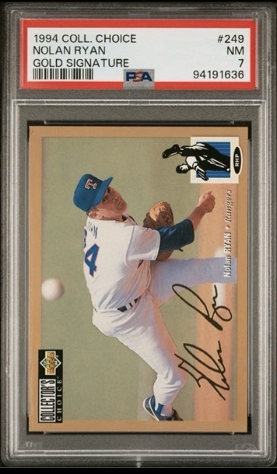 1994 Upper Deck Collector's Choice Nolan Ryan #249 Gold Foil Signature RARE PSA