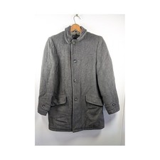 Vintage Campus Wool Over Coat Men's Size 36 Herringbone Lined Heavy Made in USA