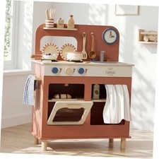Kids Play Kitchen for Toddlers 1-3, Wooden Kitchen Playset Chef Pretend