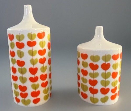 Vtg Salt & Pepper Shakers By Takahashi Retro Pattern Green Orange Design Groovy - Picture 3 of 6