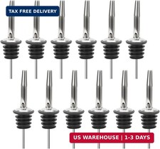 12 Pack Stainless Steel Classic Bottle Pourers w/Tapered Spout