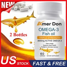 Omega 3 Fish Oil 120 Capsules 3x Strength 3600mg EPA  DHA, Highest Potency NEW