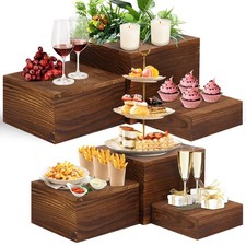 6 Pack Wooden Risers Display Stands Rustic Wood Cake Cupcake Stands for Par...