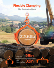 Heavy-Duty 32in Log Lifting Tongs - 4 Claw Solid Steel Log Grapple with Swivel f