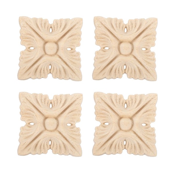 4 StüCk Holzapplikationen 6 X 6 Cm Massiv Quadratisch-image