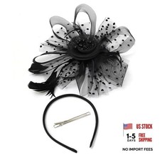 Fascinators Hat Tea Party Headwear for Women Flower Mesh One Size Black