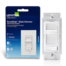 Sureslide Dimmer Switch for Dimmable LED, Halogen and Incandescent Bulbs - White