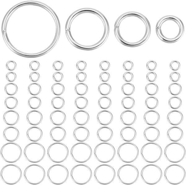 600 StüCk 4 GrößEn Biegeringe 304 Offene Verbindungsringe Aus Edelstahl Silber M-image