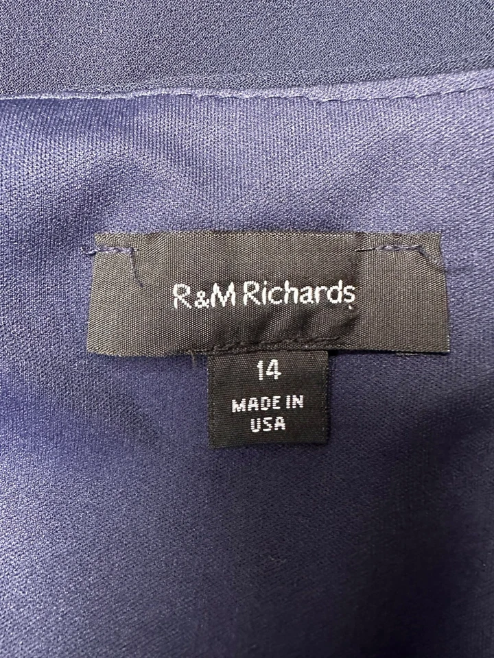 R&M Richards Navy Blue Evening Formal Dress Gown Size 14 Maxi Long Beaded Party - Image 3 of 4