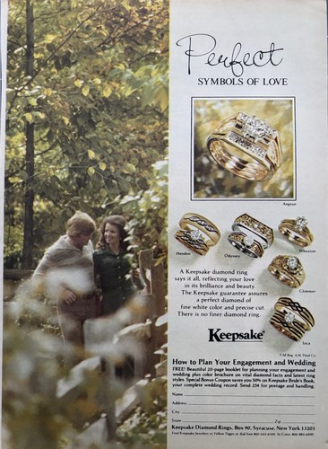 1977 Keepsake Diamond Rings Original Vintage Advertisement Engagement Print Ad