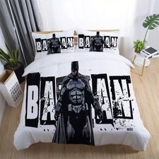 Batman The Superhero The Dark Knight Black  White 3D Quilt Bedding Set