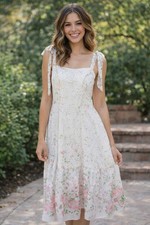 Floral Dress Euro Summer Garden Girl Midi Size Small