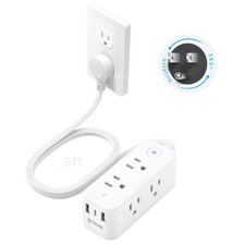 TROND 6-Outlet Surge Protector 1440J Power Strip 2 USB-A 1 USB-C 5ft Rotating Pl