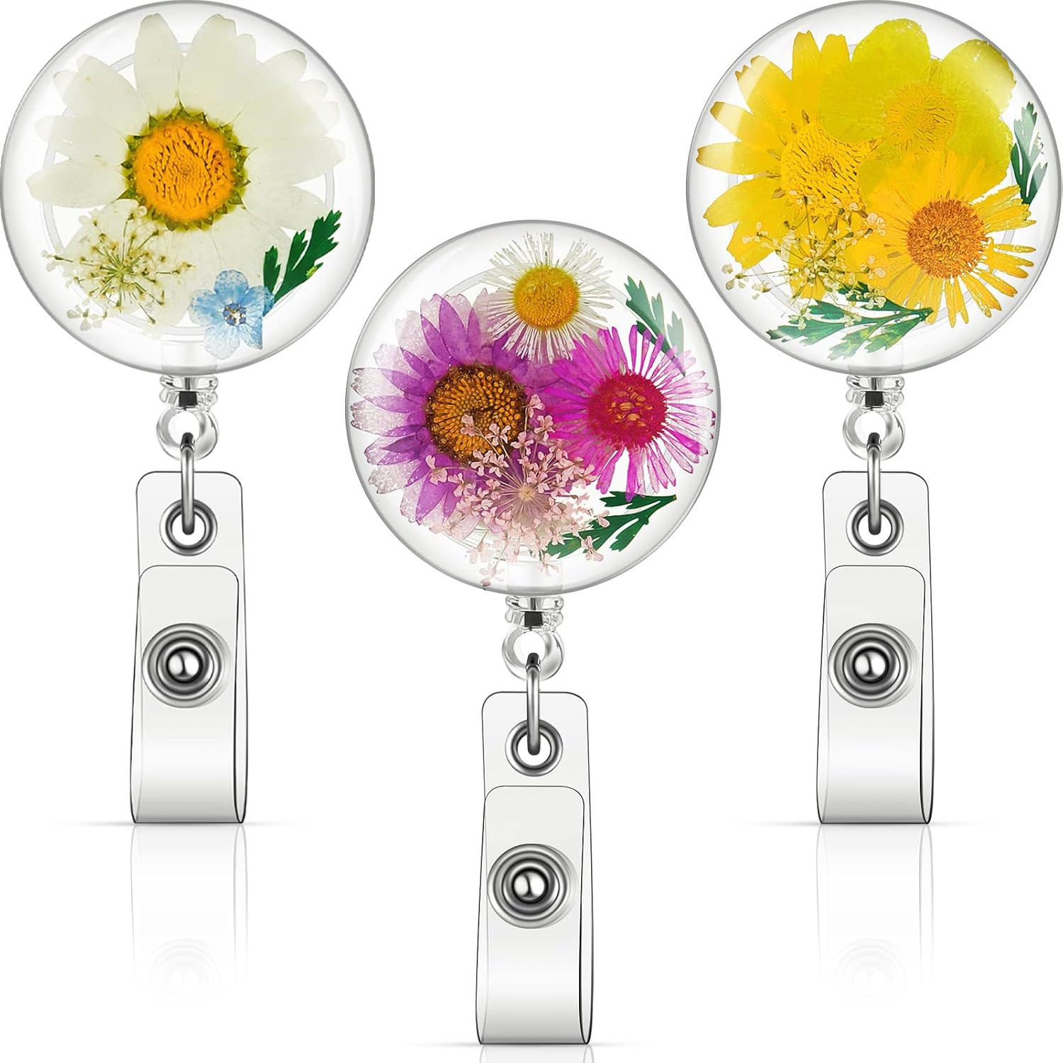 3 Pcs Flower Badge Reel Convenient Nurse Badge Reel Gifts Re