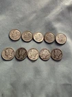 Lot of 10 90% Silver Dimes 5 Mercury 5 Roosevelt Mixed Dates, ￼              #48