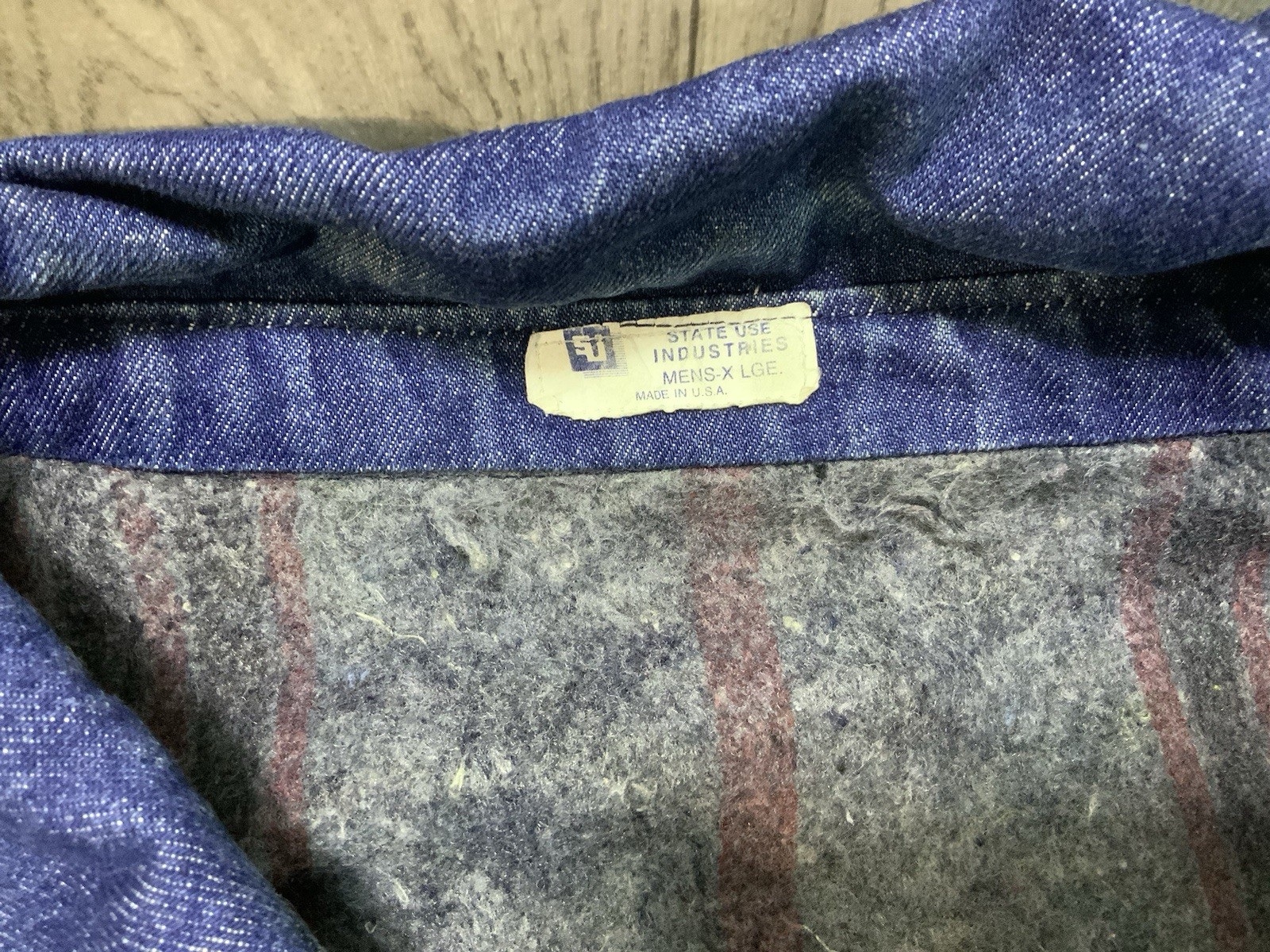 Rare Vintage Blanket Lined Denim Jean Jacket Size XL State Use Industries Excell image 7