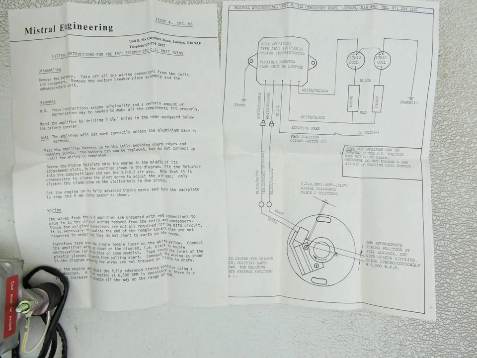 Новый из старых запасов Lucas Rita электронное зажигание Triumph 650 T120R TR6R TR6C Bonneville 522 - Изображение 3 из 4