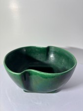 Vintage MCM Green Pottery Divided Bowl H-9 Fr...