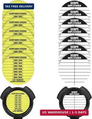 14 Scope DOPE Stickers for Long-Range Shooting -Fits Most Rifle Scope Caps | Sco