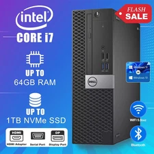 Dell OptiPlex Desktop i7 6th Computer PC Up To 64GB RAM 1TB NVMe SSD Win 10/11