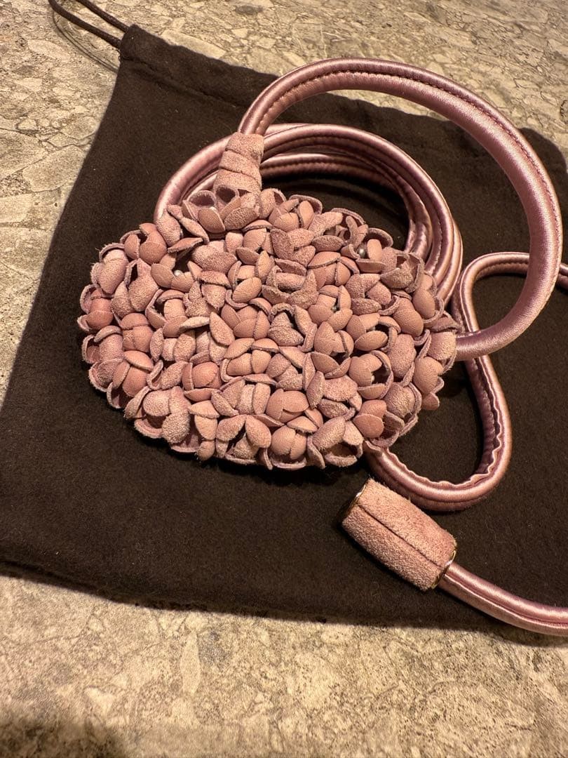 Bottega Veneta Flower Women's Pink Purple Leather Belt with Storage Pouch