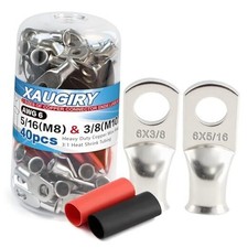 20Pcs Battery Cable Lugs Kit 6 AWG-5/16 6 AWG 6 AWG 5/16 3/8 Tinned Copper