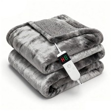 Electric Heated Blanket Throw 50''x60''Size Faux Fur Heating Blanket 10 Heati...