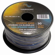 Harmony Audio 16 Gauge CCA Car Home Stereo Matte Blue Speaker Wire Cable 30 Feet