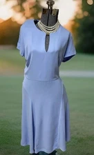 NEW $165 Ralph Lauren Dress Size 12 Long Cocktail Party Dress Sky Blue Easy Care