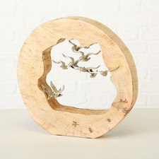 Dekoaufsteller Vogel 35cm Mangoholz und Aluminium Aufsteller Vögel Vogelschwarm
