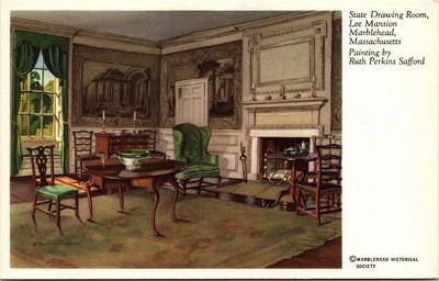 Historic Lee Mansion State Drawing Room Marblehead Massachusetts WB Postcard