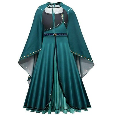 2025 Eiskönigin Frozen Anna Kleid Kinder Mädchen Cosplay Kostüm Lang Fasching