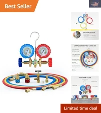 Hybrid Antishock AC Gauge with Color-Coded Hoses for Efficient HVAC Maintenance