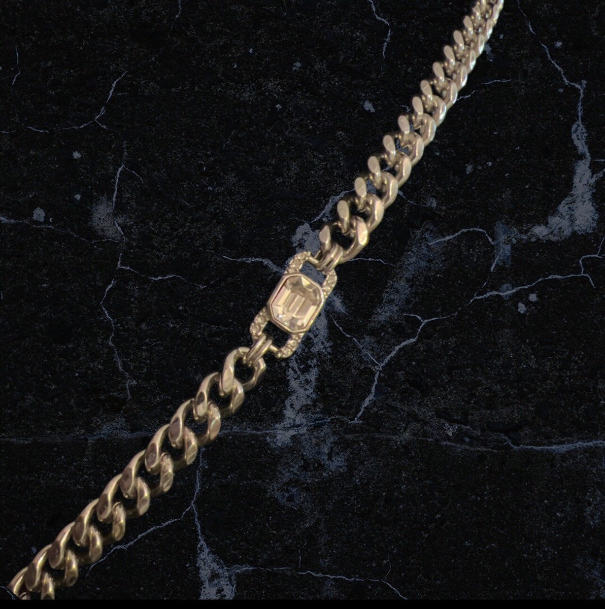 Givenchy Chunky Silver Link Crystal 42