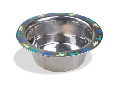 Van Ness Stainless Steel Decorated Medium Dog Bowl 32 Oz (1Qt).New.