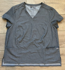 Figs Technical Scrub Top Womens Large Three Pocket Medical Shirt Gray Casma