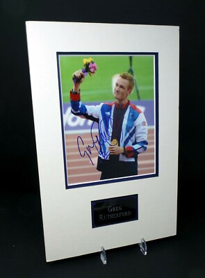 Greg Rutherford Olympiasieger signiert & montiert 10x8 Foto + Händler Echtheitszertifikat