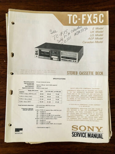 Sony TC-FX5C Cassette Service Manual *Original* #1 - Afbeelding 1 van 1