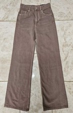 BNWT H M Divided Ladies Size UK 4 Brown / Dusky Pink Wide Leg High Waist Jeans